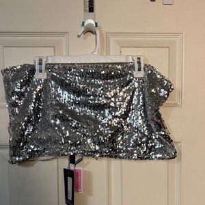 Silver Sequin Tube Top